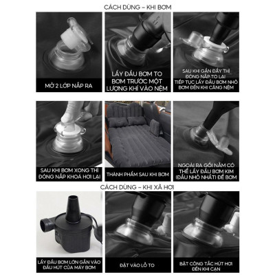 Giường NỆM HƠI gấp gọn dễ mang đi du lịch cho xe hơi, ô tô 4 đến 7 chỗ - 