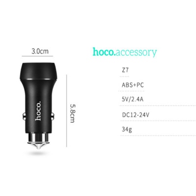 Tẩu sạc kép usb ô tô nhãn hiệu Hoco Z7