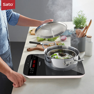 Bếp từ đơn SATO BT042( Tặng nồi lẩu inox) Mặt kính cường lực cao cấp chống xước, chịu nhiệt lên tới 750 °C độ bền cao và an toàn tuyệt đối - Miễn phí vận chuyển toàn quốc - Hàng chính hãng