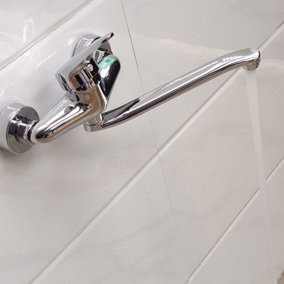 Vòi rửa chén nóng lạnh âm tường Đồng mạ Chrome Eurolife EL-T016AT (Trắng bạc)