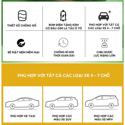 Giường NỆM HƠI gấp gọn dễ mang đi du lịch cho xe hơi, ô tô 4 đến 7 chỗ - 