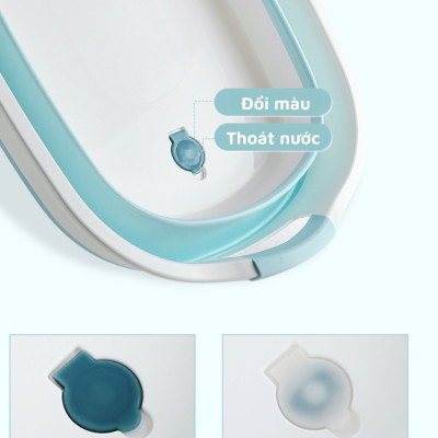 Chậu tắm gấp gọn size lớn cho bé từ 0 đến 6 tuổi , Thau giặt đồ gập gọn kích thước lớn tiên dụng LEOS màu ngẫu nhiên