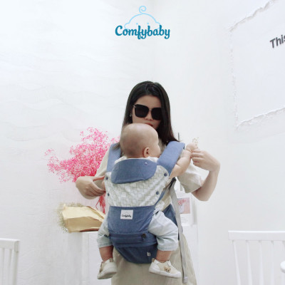 Địu ngồi trẻ em cao cấp siêu mềm - siêu thoáng 4 tư thế Comfybaby CF119HC003 cho bé từ sơ sinh tới 36 tháng có mũ đỡ đầu