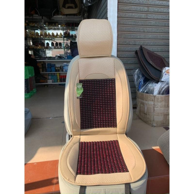 01 cái áo ghế ô tô chất liệu da cao cấp phủ 1 ghế trước, có đan hạt gỗ chống nóng, massage lưng