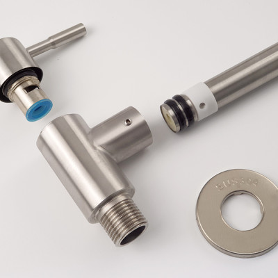 Vòi rửa chén lạnh âm tường Inox SUS 304, cần lò xo Eurolife EL-RC10 (Trắng vàng)