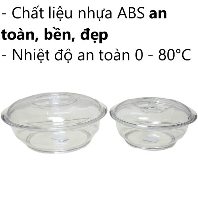 Âu phíp tròn trong suốt có nắp đậy - Tô cơm, bát đựng canh, đựng thực phẩm sản xuất theo tiêu chuẩn khắt khe của Nhật Bản , EU đám bảo an toàn cho sức khỏe người dùng- Hàng Việt Nam