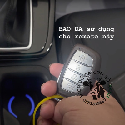 bao da chìa khoá Hyundai Creta 2022, Hyundai Stargazer 2022 2023 4 nút handmade da thật 008b