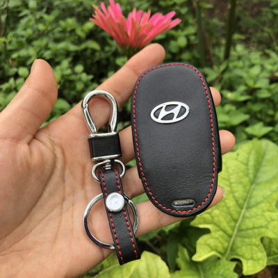 Bao Da Chìa Khóa HYUNDAI ACCENT 2021 4 Nút Cam Kết Da Thật Siêu Bền Có Logo Kim Loại Nổi