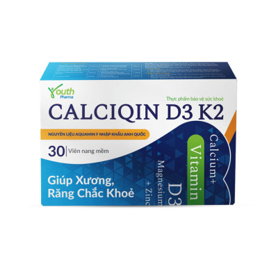 Viên Uống Calciqin D3 K2 Youth Pharma Giúp Xương, Răng Chắc Khỏe - Hộp 30 Viên