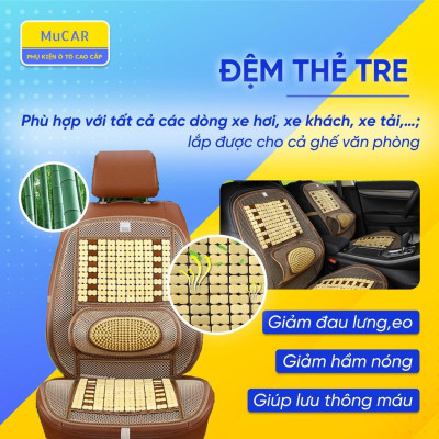 Đệm lót ghế xe ô tô, xe hơi hạt tre cao cấp chống nóng, ẩm, thoáng khí, giúp lưu thông máu, giảm đau lưng