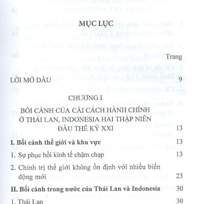 Cải Cách Hành Chính Của Thái Lan, Indonesia Hai Thập Niên Đầu Thế Kỷ Xxi Và Bài Học Kinh Nghiệm Cho Việt Nam (Sách Tham Khảo)
