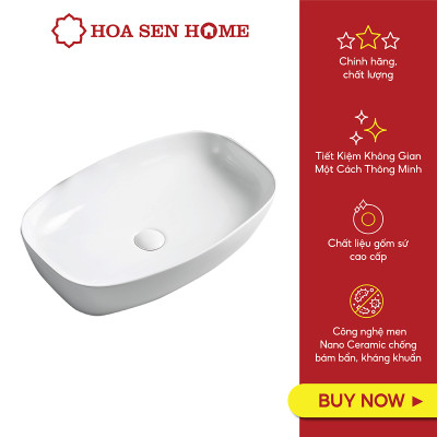 Lavabo đặt bàn TUSLO L009 gốm sứ tráng men Nano Ceramic kháng khuẩn - Hoa Sen Home - Hàng chính hãng