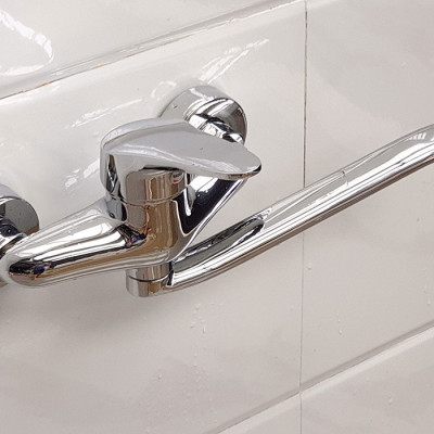 Vòi rửa chén nóng lạnh âm tường Đồng mạ Chrome Eurolife EL-T016AT (Trắng bạc)