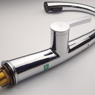 Vòi rửa chén nóng lạnh, dây kéo 2 chế độ Eurolife EL-KM07 (Trắng bạc)