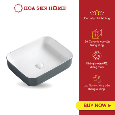 Lavabo đặt bàn TUSLO Pro PALL013, sứ vuông dương bàn, chất liệu sứ Ceramic cao cấp, công nghệ men Nano kháng khuẩn đến 89% - Hàng chính hãng