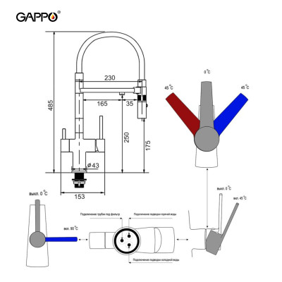 VÒI BẾP CAO CẤP TÍCH HỢP RO  NHẬP KHẨU NGA GAPPO MÀU PVD G4397-89 - HÀNG CHÍNH HÃNG