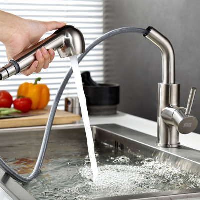 Vòi rửa chén nóng lạnh 2 chế độ chảy, dây kéo Inox SUS 304 Eurolife EL-T10R