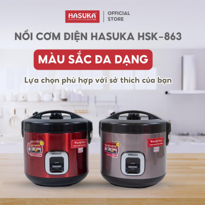 Nồi cơm điện HASUKA HSK-863 dung tích 3.2L, công suất 1200W- Thiết kế dễ sử dụng, lòng niêu chống dính Ceramic - Hàng chính hãng