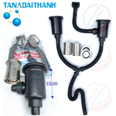 Bộ Chậu Rửa Bát Inox TÂN Á ĐẠI THÀNH RA12 Loại 2 Hộc Có Chân Kèm Vòi Nước Lạnh - Hàng chính hãng Tặng rổ rút, dây cấp, đầu nối ống xả