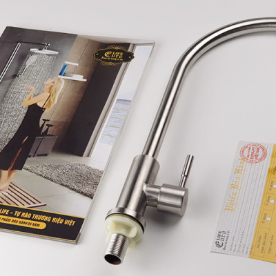 Vòi rửa chén lạnh Inox SUS 304 Eurolife EL-T017 (Trắng vàng)