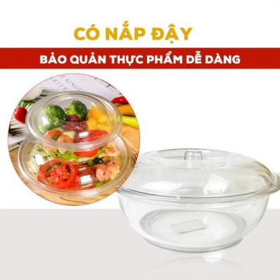 Âu phíp tròn trong suốt có nắp đậy - Tô cơm, bát đựng canh, đựng thực phẩm sản xuất theo tiêu chuẩn khắt khe của Nhật Bản , EU đám bảo an toàn cho sức khỏe người dùng- Hàng Việt Nam
