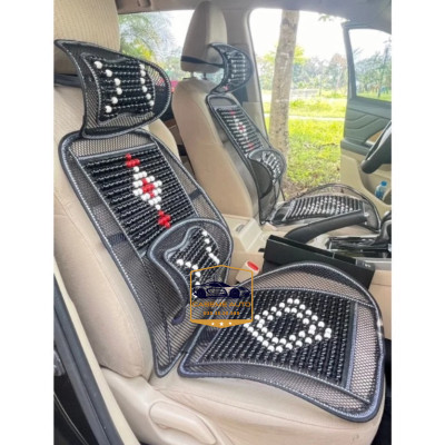 Lót Ghế Hạt Gỗ Nâng Lưng Thoáng Khí Cao Cấp Có Tựa Lưng – Hỗ Trợ Cột Sống, Giảm Đau Mỏi, Thoáng Mát - Hàng Nhập Khẩu