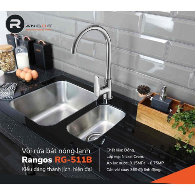 Vòi chậu rửa bát nóng lạnh vòi rửa bát cao cấp Rangos RG-511