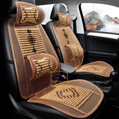 Lót Ghế Hạt Gỗ Nâng Lưng Thoáng Khí Cao Cấp Có Tựa Lưng – Hỗ Trợ Cột Sống, Giảm Đau Mỏi, Thoáng Mát - Hàng Nhập Khẩu