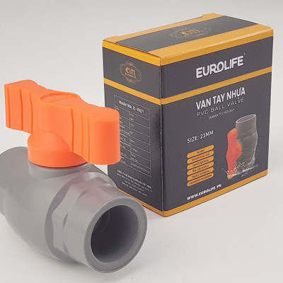 Van uPVC thân đúc bi nhưa ABS 21, 27, 34, 42, 49, 60mm Eurolife EL-VN (tay cam)