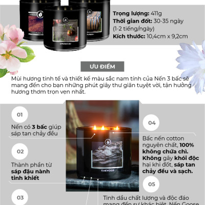 Nến ly 3 bấc sáp đậu nành For Men Goose Creek (411g) - Guilty