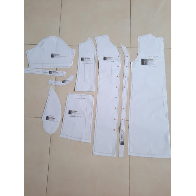 Rập set chân váy xếp ly và áo cổ sam - rập giấy mã 1051 (BẢN VẼ)