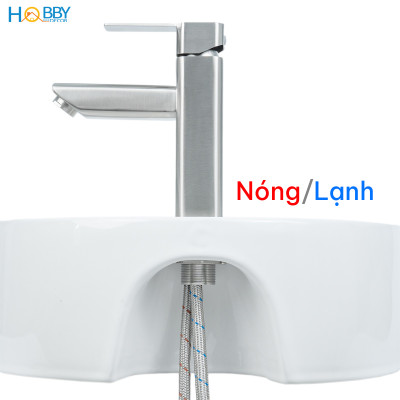 Vòi chậu rửa mặt nóng lạnh thân vuông inox 304 Hobby home decor VRM12