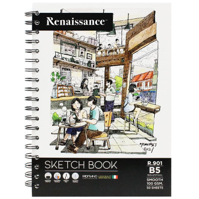 Tập Vẽ Lò Xo Phát Thảo B5 100 Trang 100gsm Sketch Book- Renaissance R-901 - Mẫu 1