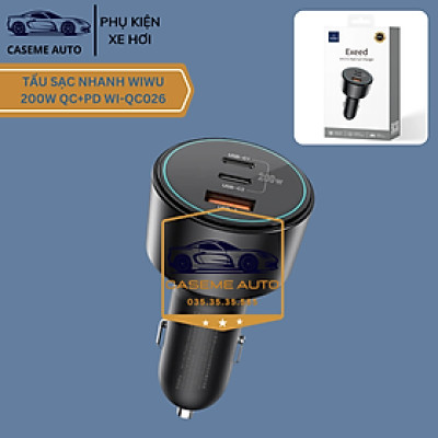 Tẩu Sạc Nhanh Cho Xe Hơi WiWU Exeed 200W Wi-QC026 - Hỗ Trợ Sạc QC+PD - Hàng Chính Hãng