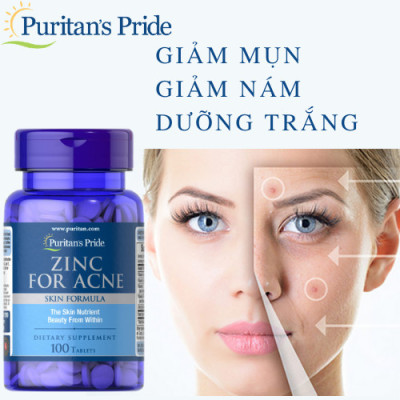Kẽm hỗ trợ trị mụn, làm đẹp da mụn Puritan