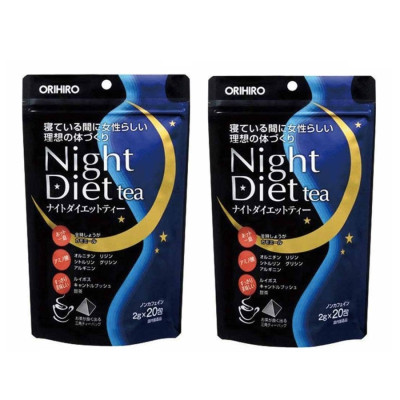 Combo 2 Gói Trà Giảm Cân Thảo Mộc Ban Đêm Night Diet Tea Orihiro Nhật Bản 20 túi lọc/gói