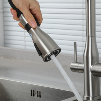 VÒI BẾP CAO CẤP 3 ĐƯỜNG NƯỚC TÍCH HỢP RO NHẬP KHẨU NGA GAPPO G4399-75 CẦN MỀM ĐẦU CHỤM LOE MÀU INOX - HÀNG CHÍNH HÃNG