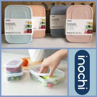 Bộ 6 hộp thực phẩm chữ nhật Hokkaido 500-750-1000-1500-2000-2500ml