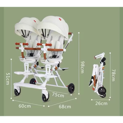Xe đôi đẩy em bé đôi nhẹ có thể ngồi và nằm- gấp gọn khi đi du lịch ( sẵn hàng)