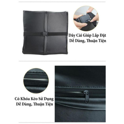 Đệm Tựa Lưng Massage bọc da trên xe oto- Màu Đen Chỉ Đỏ