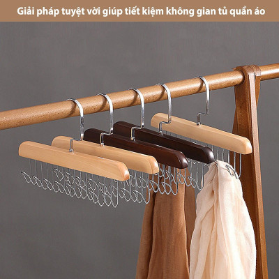 Móc Gỗ Treo Đồ Lót Áo Ngực Áo 2 Dây Bra Gosashi Giá Treo 8 Mắc Bằng Gỗ Treo Áo Lót Cà Vạt Thắt Lưng Túi Xách Gọn Gàng