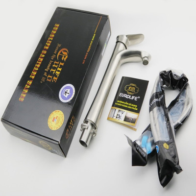 Vòi Lavabo nóng lạnh điếu cao 30cm Inox SUS 304 Eurolife EL-ORCHID 03 (Trắng vàng)