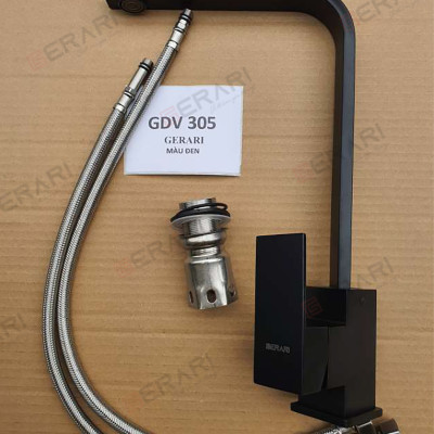 {CHÍNH HÃNG} Vòi Inox 304 hai đường nước nóng lạnh mã GDV305 ĐEN thương hiệu GERARI