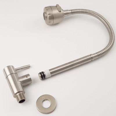 Vòi rửa chén lạnh âm tường Inox SUS 304, cần lò xo Eurolife EL-RC10 (Trắng vàng)