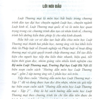 Hướng Dẫn Môn Học Luật Thương Mại - Tập 2 (Tái bản năm 2020)