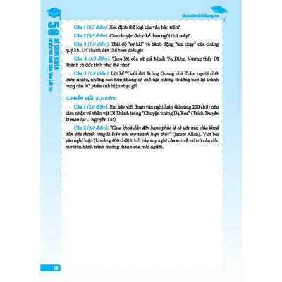 Sách - Ngữ Văn 50 Đề Thực Chiến Luyện Thi Vào Lớp 10 (Giải Chuyên Sâu) Có Đáp Án - Minh Thắng