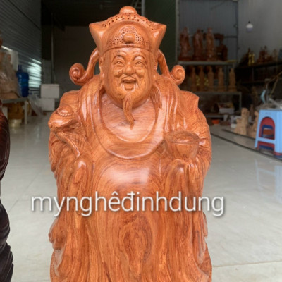 Tượng thần tài bằng gỗ hương đá kt cao 60×20×15cm 