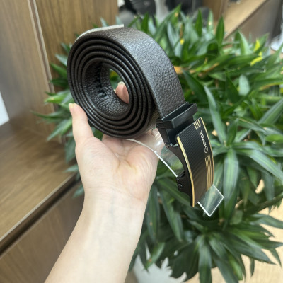 Thắt Lưng Da Nam GENCE LG32 Da Bò Cao Cấp Màu Nâu Viền Kim Loại Mạ Vàng