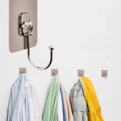 Móc dán nhựa inox siêu dính dán tường treo đồ dùng nhà bếp phòng tắm bàn làm việc, trang trí decor nhà cửa - 5 móc - 10 móc