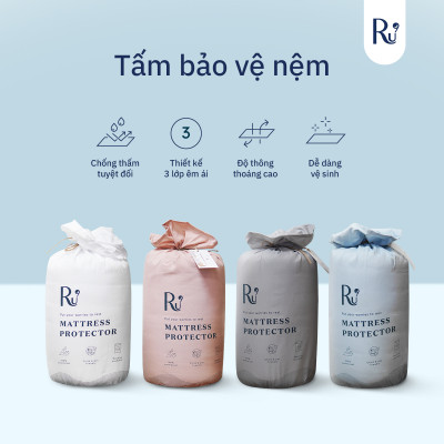 Tấm Bảo Vệ Nệm (Mattress Protector) Ru9 Chống Thấm Tuyệt Đối, Thông Thoáng - Mềm Mại | 6 Kích Thước | Nhiều Màu Sắc